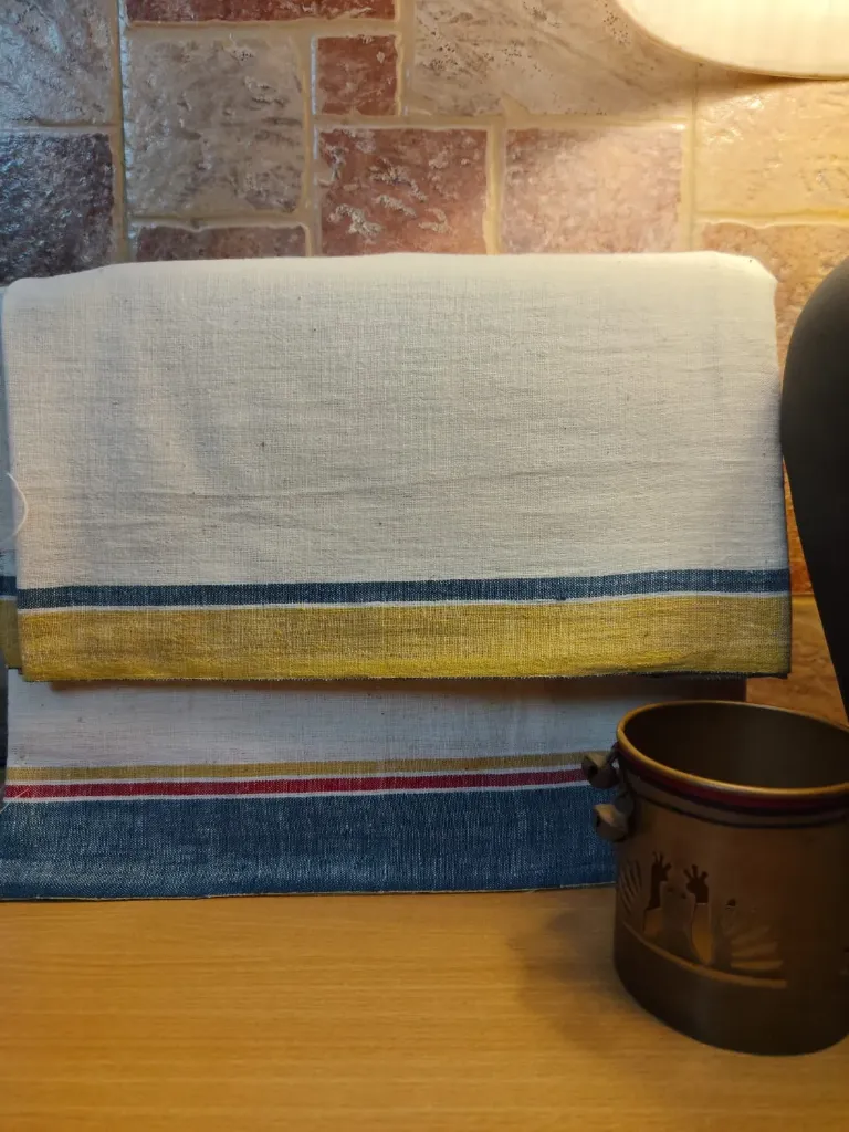 Kala Cotton - White with Border Strips