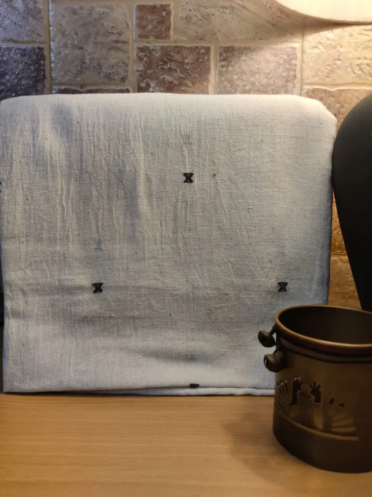 Kala Cotton - White with Blue DoMukh Motif