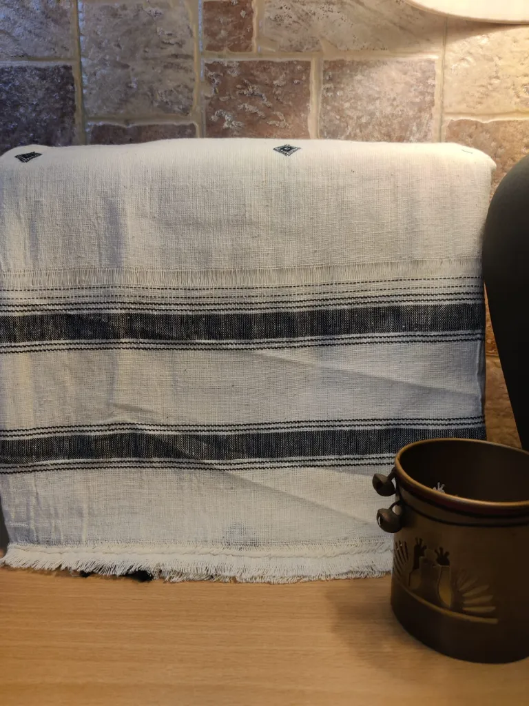 Kala Cotton- White with Grey Motifs