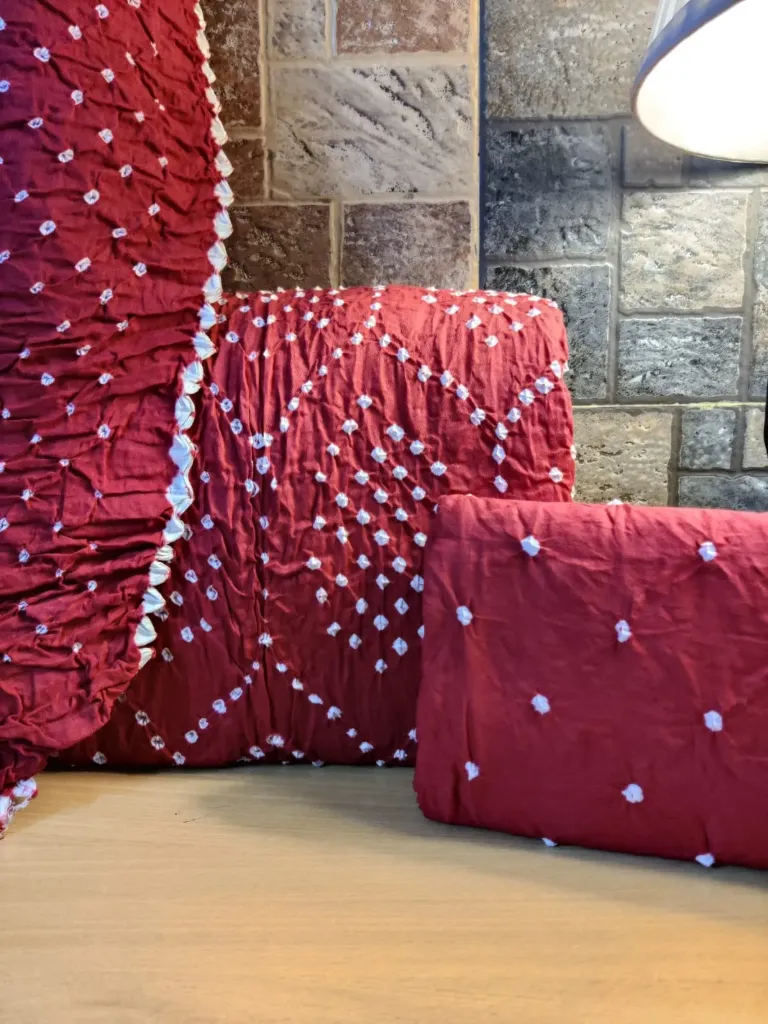 Pure Cotton - Red with White Bandhani
