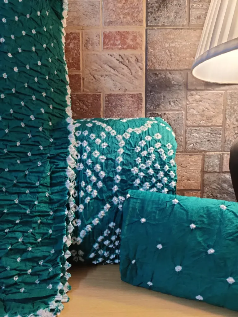 Pure Cotton- Dark Green with White Bandhani 3 Piece