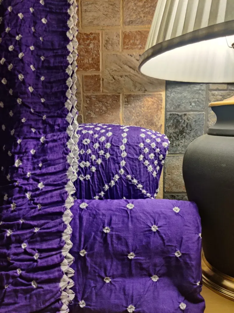 Pure Cotton- Dark Purple with White Bandhani