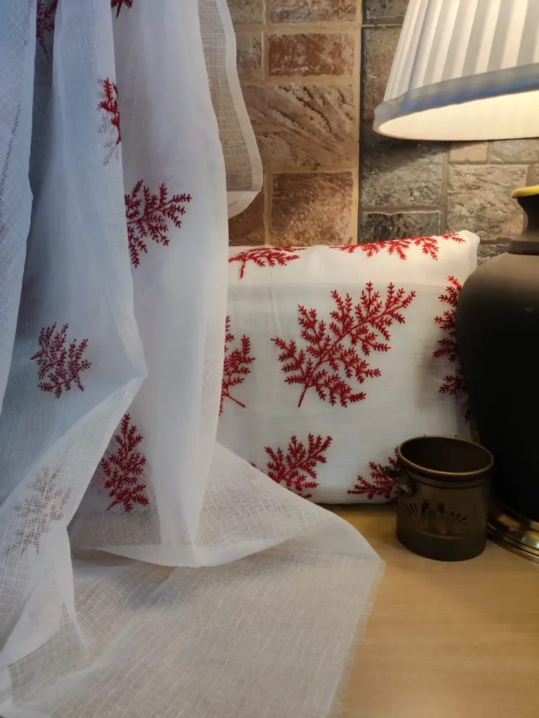 Pure Soft Cotton - White Kota Doria with Red Embroidery and Dupatta