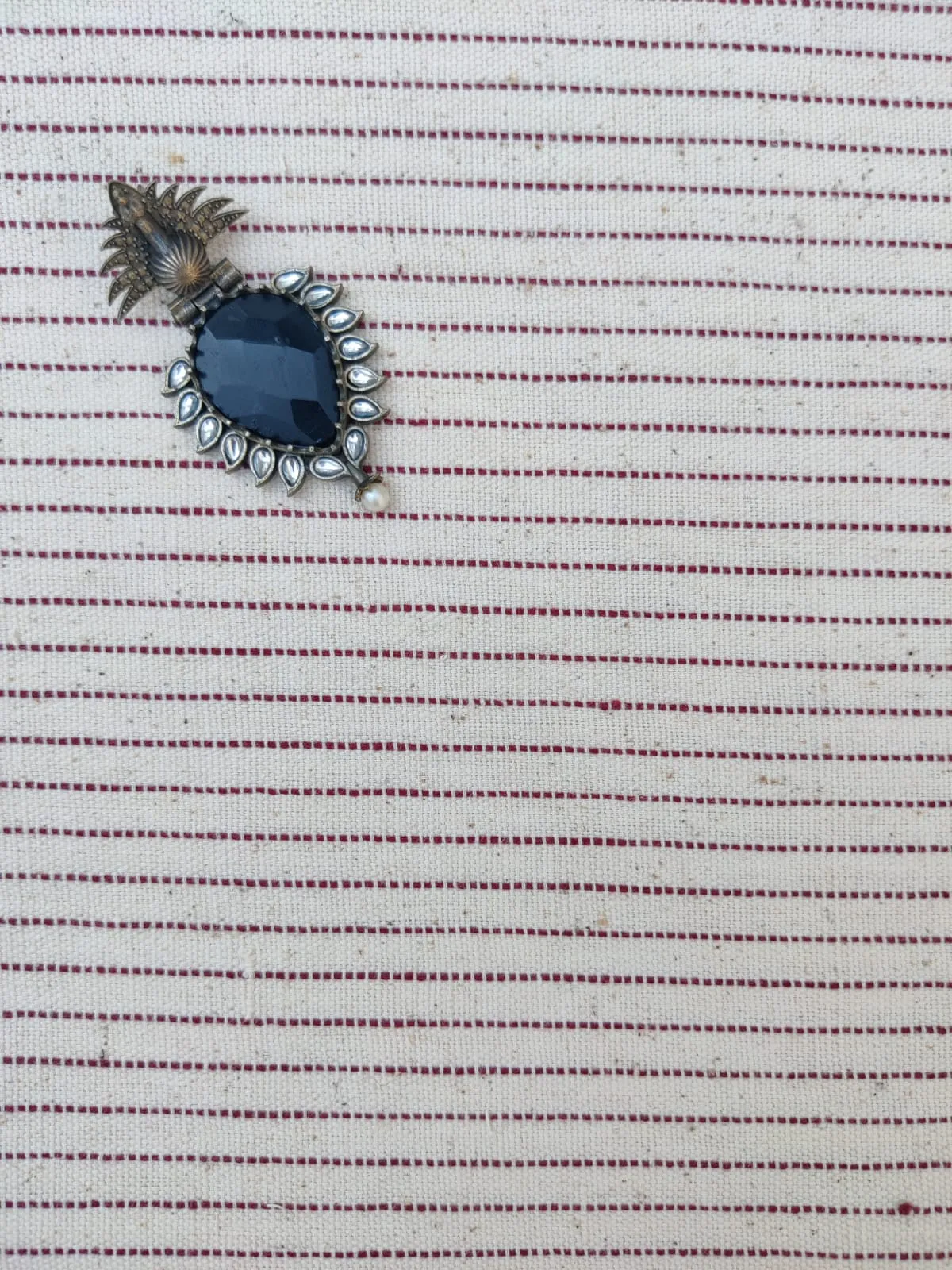 Kala Cotton - Beige with Maroon Strips