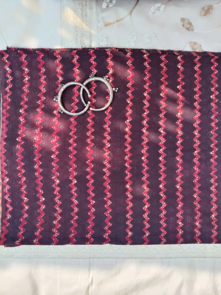Kala Cotton - Maroon Brown with Red Strips